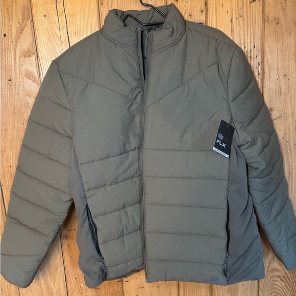 FLX Active Quilted Puffer Jacket Men’s XL Military Canvas Tan Brown NWT - Picture 1 of 14